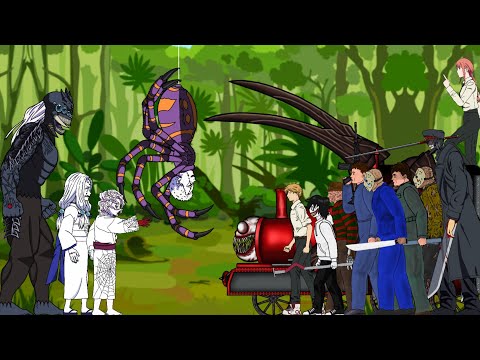Rui, Spider Family VS Chainsaw Man, Choo Choo Charles, Michael, Jason, Freddy - Drawing Cartoon 2.