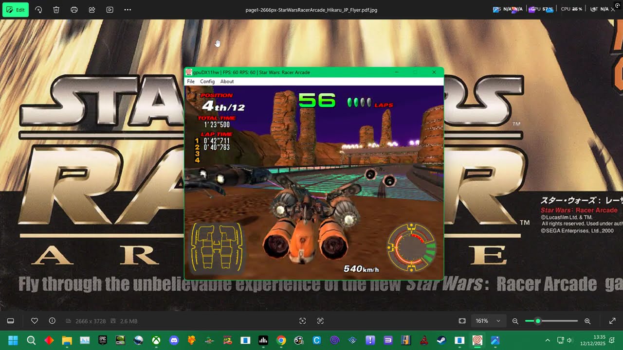 SEGA HIKARU - STAR WARS RACER ARCADE - MALASTARE SEBULBA - DEMUL 0.7 - 4K UK ARCADES 2025