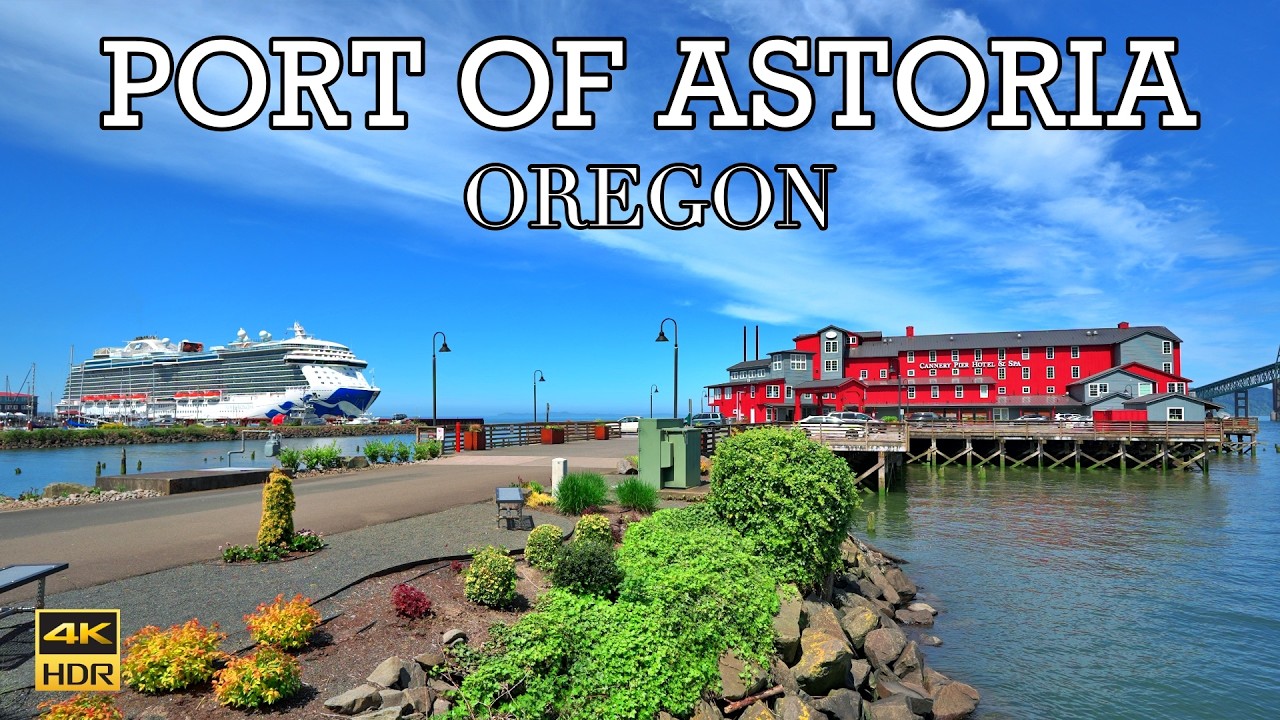 Astoria Oregon Sunny Day ☀️ | Stunning Cruise Ship Views on the Columbia River 4k 60 FPS