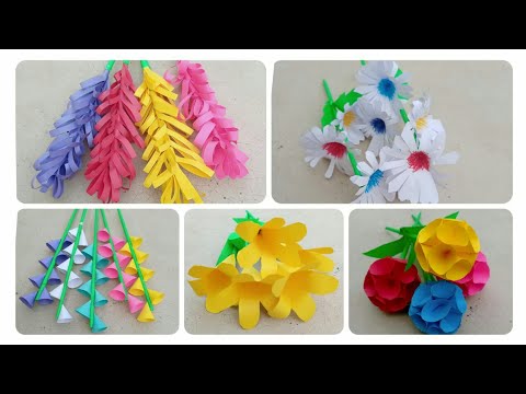 5 Easy and Beautiful Paper Flowers Making | Flowers For Flower Vase | DIY Paper Craft |Craft Ideas |