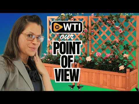 2 Pcs Wooden Planter Boxes with Trellis: Four Universal Wheels for Easy Mobility - WTI product video review