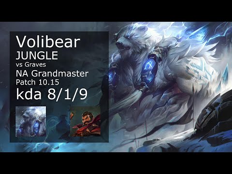 Volibear vs Graves Jungle - NA Grandmaster 8/1/9 Patch 10.15 Gameplay