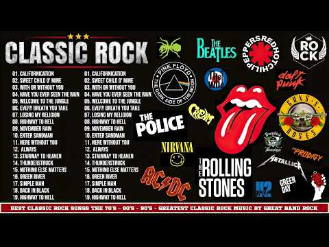 Top 100 Classic Rock Songs 70s 80s 90s ⚡ Queen, Guns N' Roses, Metallica, AC/DC, Aerosmith, Bon Jovi