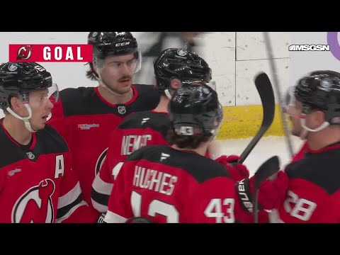 Simon Nemec scores a goal against the Philadelphia Flyers