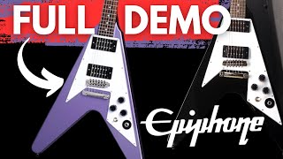 Video thumbnail for Epiphone Kirk Hammett Flying V FULL DEMO by Play and Trade Guitars