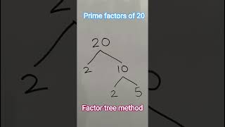 Prime factors of 20 by factor tree method #trending #viralvideo #maths #shorts #ytshorts #most