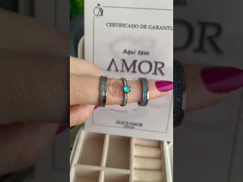 Par de Alianças em Prata 950  Banho  Ródio Negro - 4mm  Modelo: DA-019-6 Ellegance