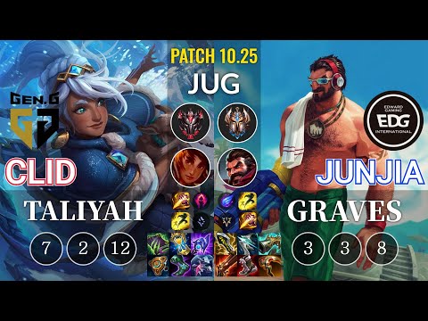 GEN Clid Taliyah vs EDG JunJia Graves Jungle - KR Patch 10.25