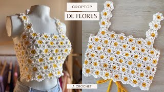 Croptop de flores a crochet paso a paso