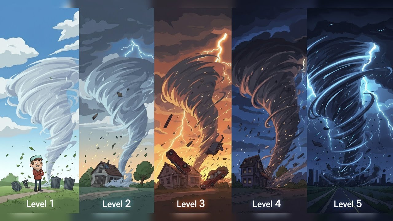 Every Type of Tornado Power Scale Explained 🌪️ | From EF0 to EF5 Explained