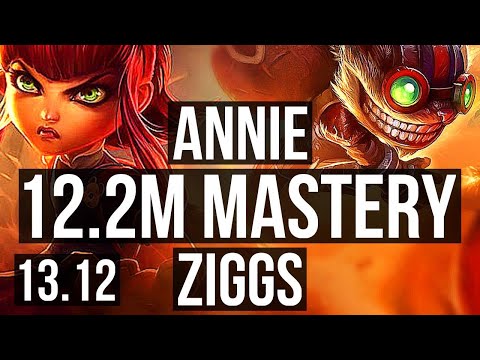 ANNIE vs ZIGGS (MID) | 12.2M mastery, 2600+ games, 17/3/8, Legendary | NA Master | 13.12