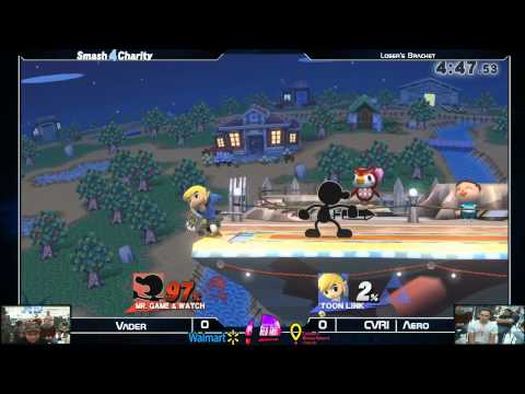 Smash 4 Charity: Vader (G&W) vs Aero (ToonLink/BowserJr) Pt.1 5/15/15