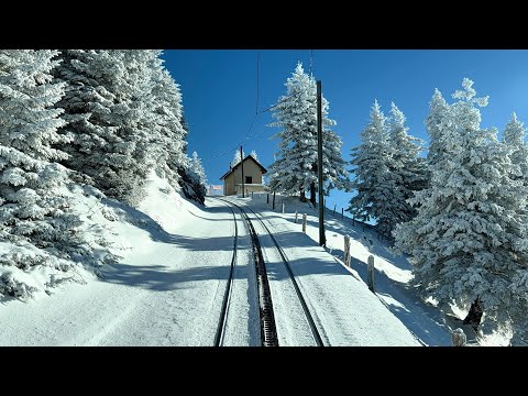 ❄️ Cab ride - Goldau to Rigi Kulm Switzerland | Rigi Railways | Train Driver view | 4K 60fps HDR