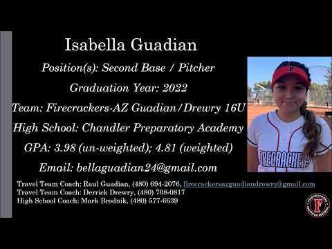 Isabella Guadian Softball Skills Video - 2022 2B Pitcher