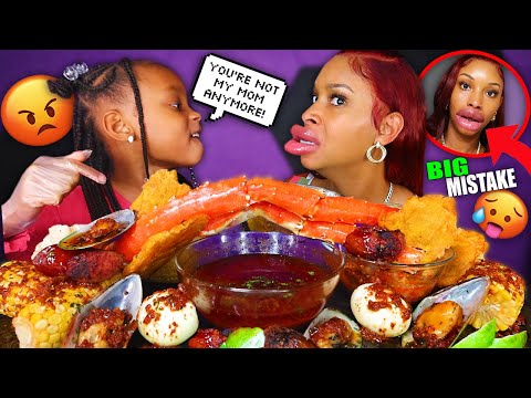 KYLIE JENNER LIP FILLER PRANK + 6X SPICY KING CRAB GREEN LIP MUSSELS MUKBANG SEAFOOD BOIL CHALLENGE