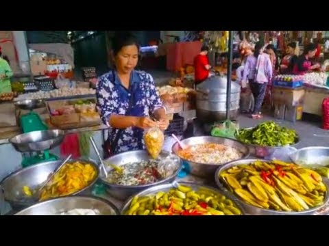Cambodian Street Food - Buying Some Country Foods In Phnom Penh Market