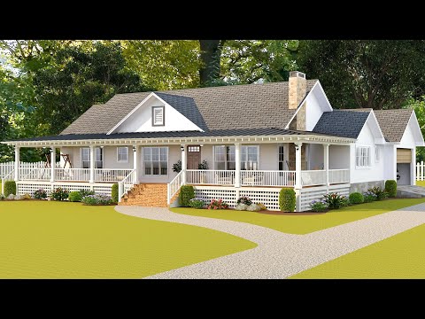 The Most Charming Farmhouse Design With Floor Plan | Peaceful Living..ID #1022