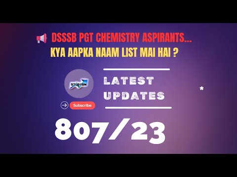 ⏳ DSSSB PGT Chemistry Result Update 807/23 – DSSSB PGT Chemistry cutoff 2025 #dsssb #pgtchemistry 