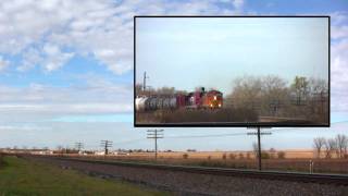 preview picture of video 'BNSF 5401 and Ferromex near Lee, Illinois on 10-25-09'
