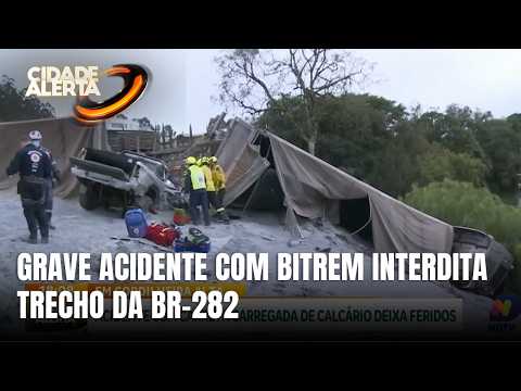 Acidente com carreta de calcário deixa feridos na BR-282 em SC