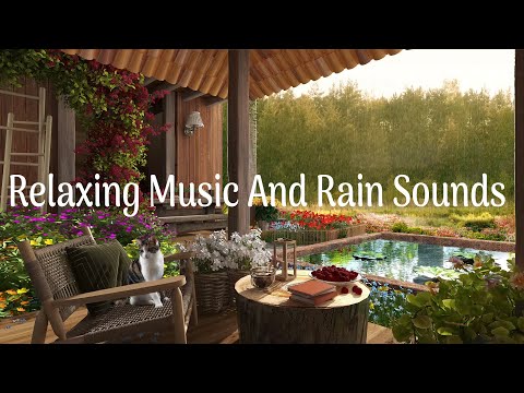 Cozy Cabin Porch with Heavy Rainstorm - Relaxing Music And Rain Sounds for Sleeping, Studying