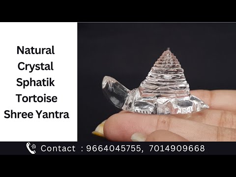 Natural Sphatik Tortoise Shree Yantra, Kachua Shri Yantra, Sphatik Shri Yantra for Pooja