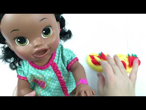 Baby Alive Super Snackin' Sara Doll Feeding Playdoh Snacks Video