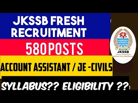 Jkssb fresh recruitment out.Total vacancy -580