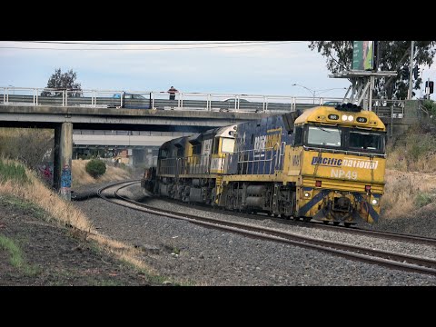 4K Fast Freight Trains at Airport West - Grain Train - Intermodal Train -  Steel Train