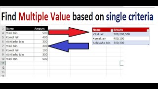 Find Multiple Value based on single criteria in Excel #exceltricks #vi