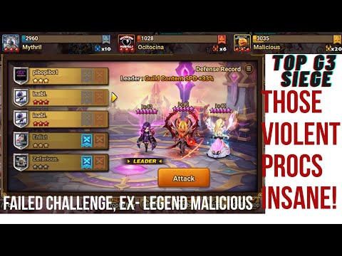 TOP G3 Siege - fight with Ex-legend Malicious. lost to insane violent Procs. Summoners War