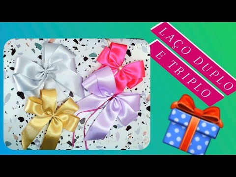 Laço duplo e triplo com fita de cetim passo a passo.