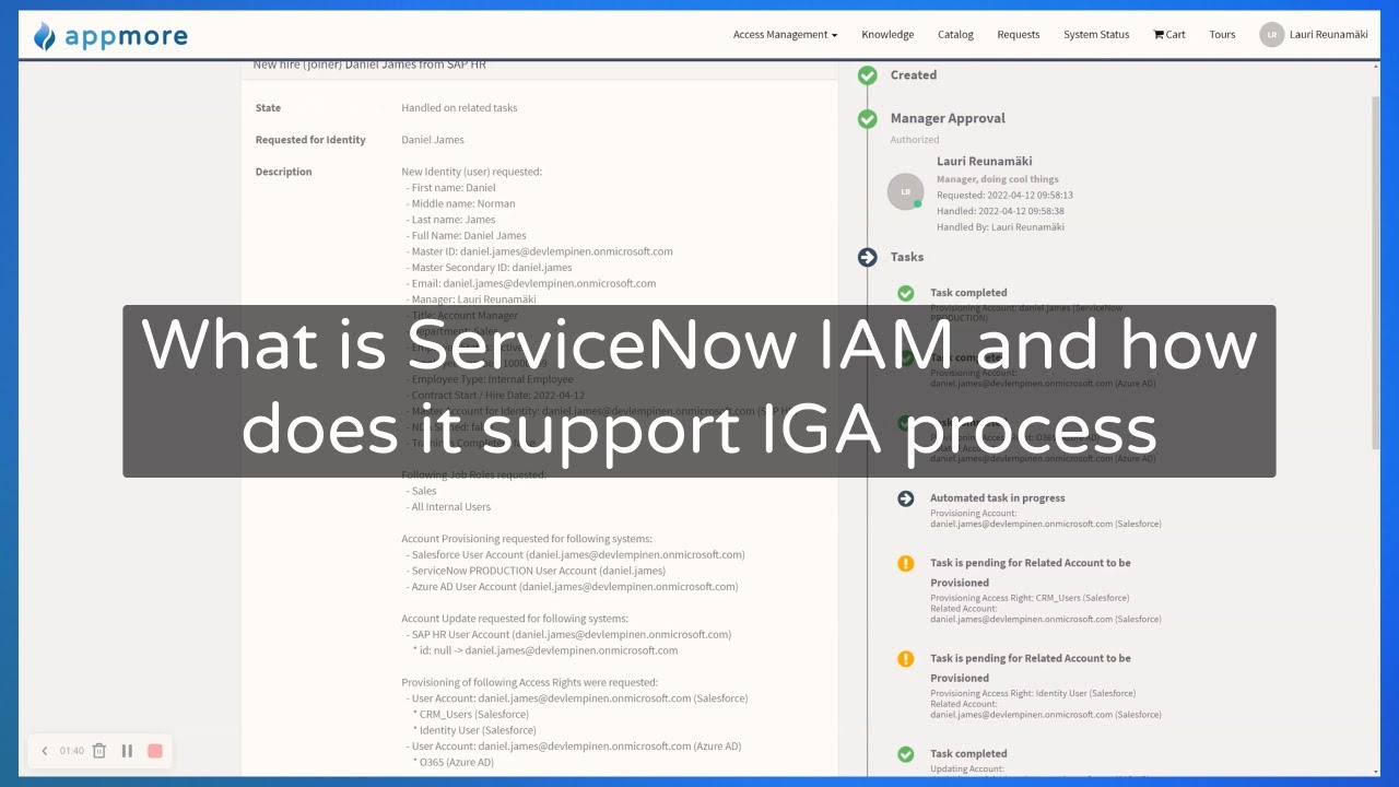 What is ServiceNow IAM and how does it support IGA process