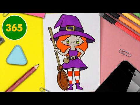 COMMENT DESSINER UNE FILLE SORCIÈRE KAWAII 🌞 apprendre à dessiner facilement 🌞 dessins faciles
