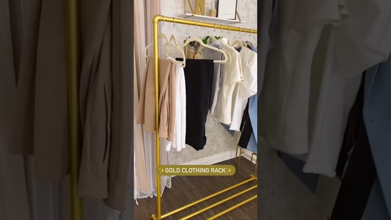 Gold Clothing Rack, Rolling Clothes Rack, Boutique Clothing Rack, Clothes Rack Heavy Duty on Wheels