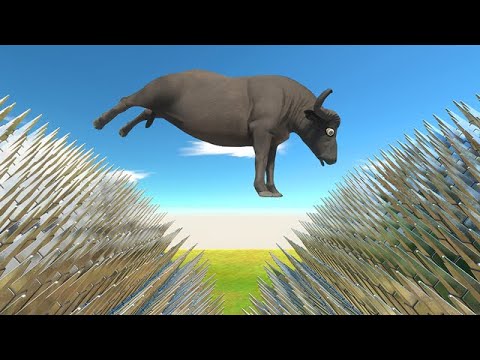 Long Jump Above Hundreds of Rotating Spikes - Animal Revolt Battle Simulator