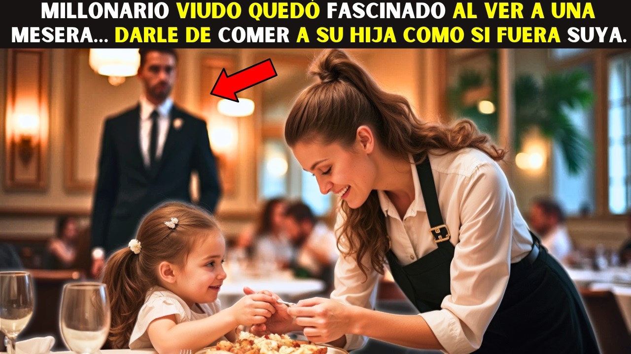 ❤️MILLONARIO VIUDO QUEDÓ FASCINADO AL VER A UNA MESERA…  DARLE DE COMER A SU HIJA COMO SI FUERA SUYA