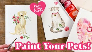 Easy Watercolour Valentine’s Cards  Pet Themed Tutorials
