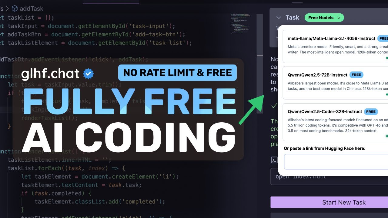 Cline & Aider + Free GLHF API : AI Coding with ANY LLM for FULLY FREE!