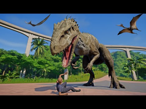2 Indominus Rex Vs 2 Spinosaurus, 2 Baryonyx Breakout & Fight - Jurassic World Evolution