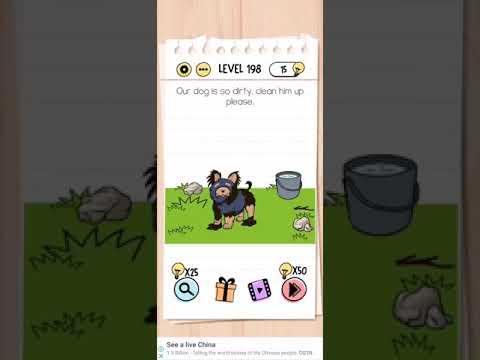 Brain Test Level 198our dog is so dirty clean him up Walkthrough