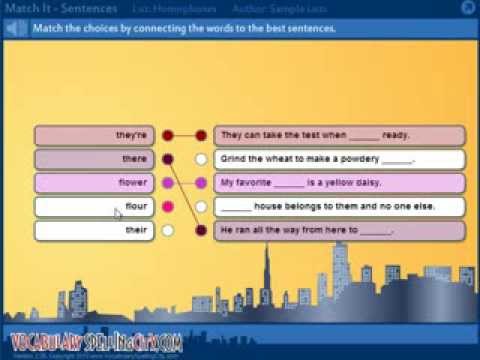 MatchIt Sentences - VocabularySpellingCity Games