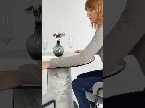 Миниатюра изображения товара Обеденный стол LEPREMO AV 2317 МДФ+керамика 900 (натуральный глянцевый Gold Jade/черный+HPL виктори натуральный)