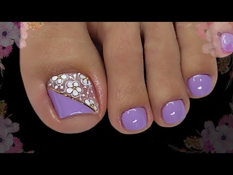 UÑAS DECORADAS para PIES | DISEÑO HERMOSO CON 🌺 🌺💅🦶