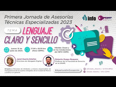 Primera Jornada de Asesorías Técnicas Especializadas 2023 TEMA: LENGUAJE CLARO Y SENCILLO.