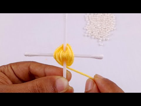 It's so Beautiful - Amazing Woolen Flower Making Trick Using Cotton Buds