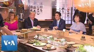 US President Trump and Japan's PM Abe Sit Down for Traditional Japanese Dinner