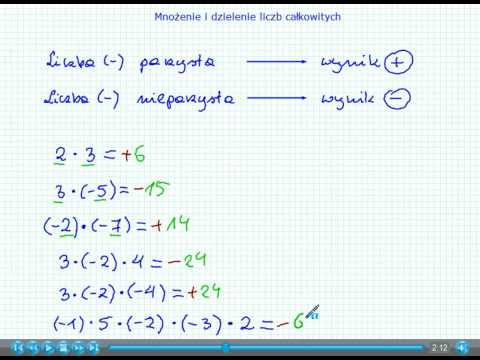 Mnożenie i dzielenie liczb całkowitych - Matematyka Szkoła Podstawowa i Gimnazjum