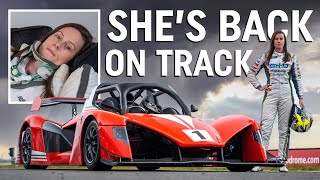 Abbie Eaton gets back into a racecar for the first time since breaking her back