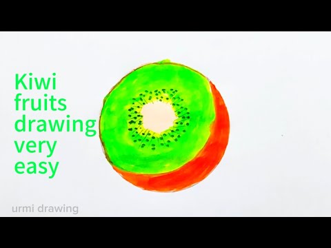 How to draw a kiwi 🥝 fruits drawing | Very easy step by step 💖 | Beautiful Fruits drawing